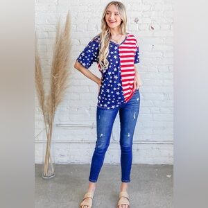 And The Why American Flag Short Sleeve Top